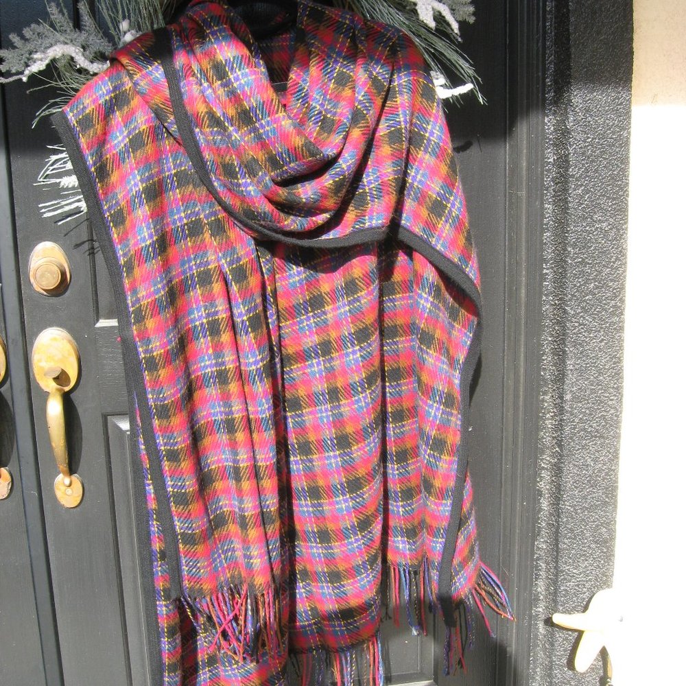 Red Plaid PONCHO - lightweight - WRAP